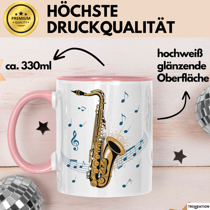 Saxophonspieler Tasse Geschenk Lustige Geschenkidee Spruch Rosa Trendation