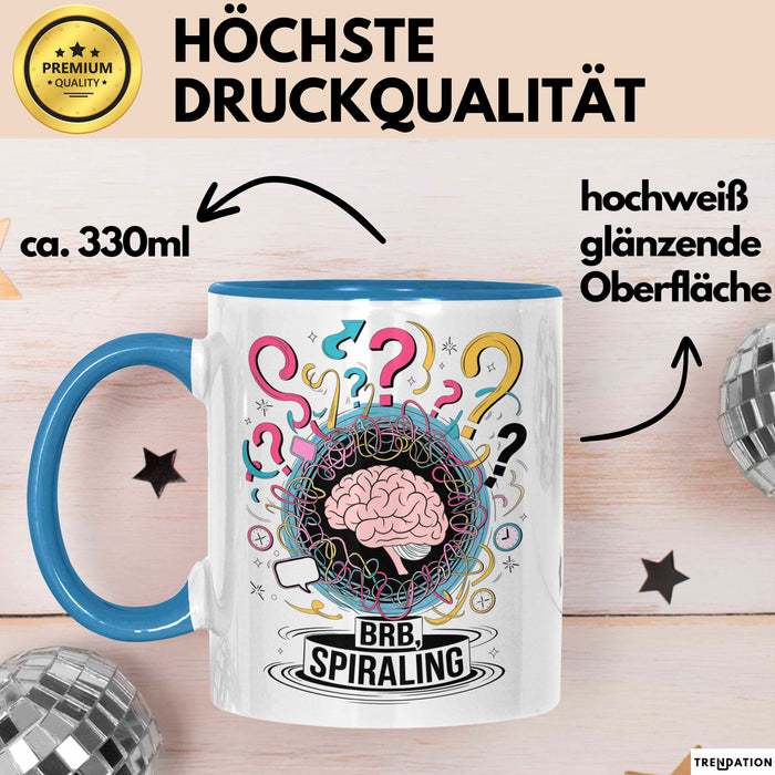 Überdenker Tasse Geschenk Lustige Geschenkidee Spruch Für Beschäftigte Köpfe Blau Trendation