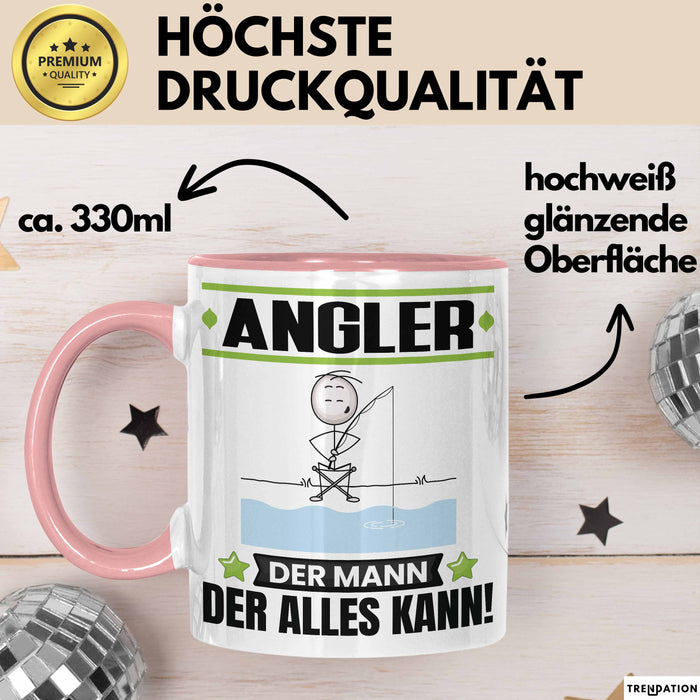 Angler Tasse Geschenk für Angler Der Mann Der Alles Kann Geschenkidee zum Geburtstag Rosa Trendation