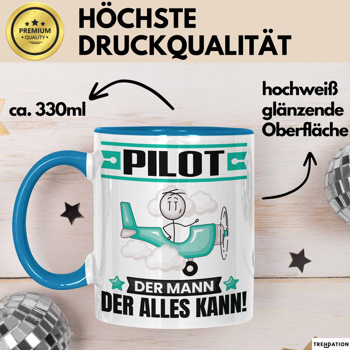 Pilot Tasse Geschenk für Pilot Der Mann Der Alles Kann Geschenkidee zum Geburtstag Blau Trendation