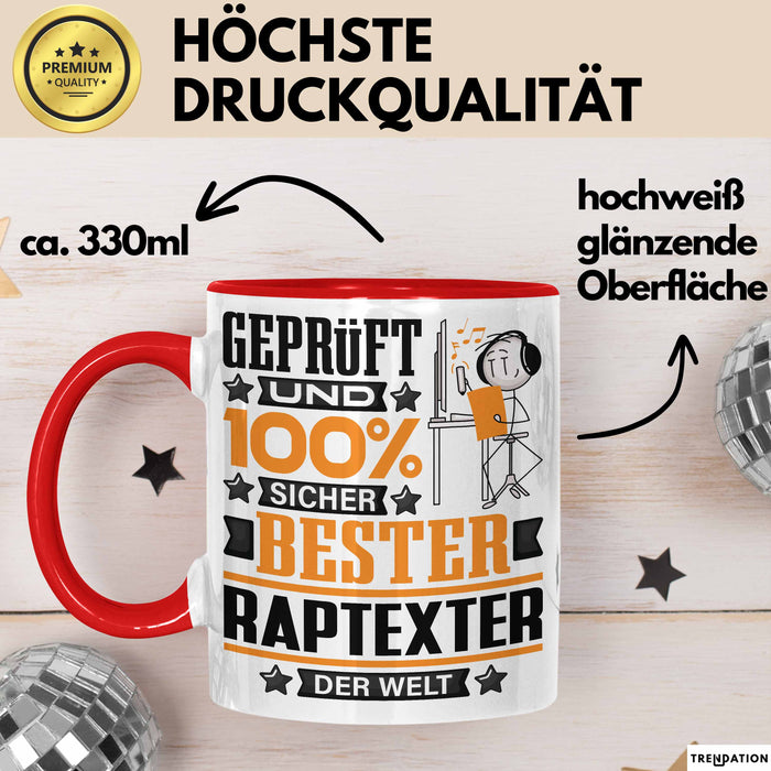 Raptexter Geschenk Lustiger Spruch für Raptexter Geschenkidee Bester Raptexter Der Welt Rot Trendation