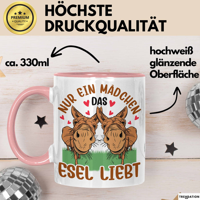 Esel-Liebhaberin Tasse Geschenk Mädchen Frauen Esel-Liebhaber Geschenkidee Becher Rosa Trendation