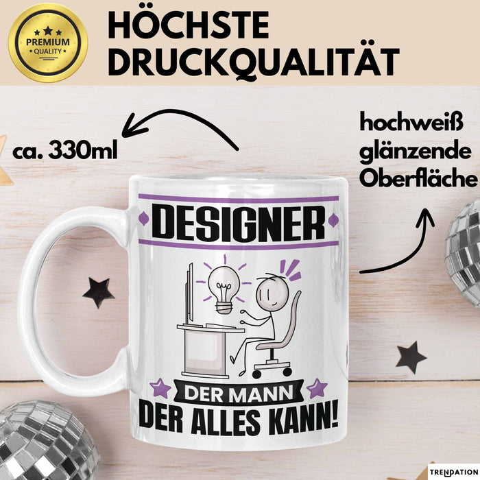 Designer Tasse Geschenk für Designer Der Mann Der Alles Kann Geschenkidee zum Geburtstag Weiß Trendation