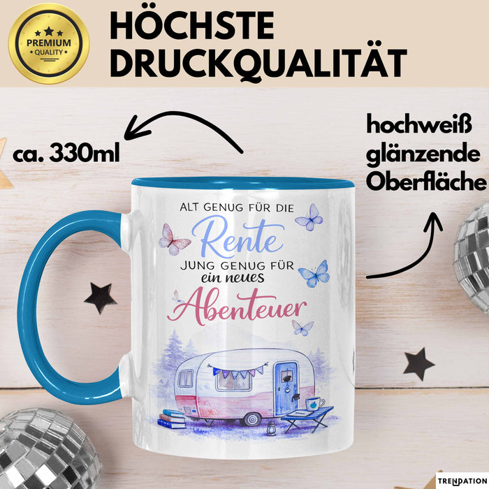 Rentner Pensionär Sarkasmus Tasse Geschenk Lustige Geschenkidee Spruch Alt Genug Für Die Rente Blau Trendation