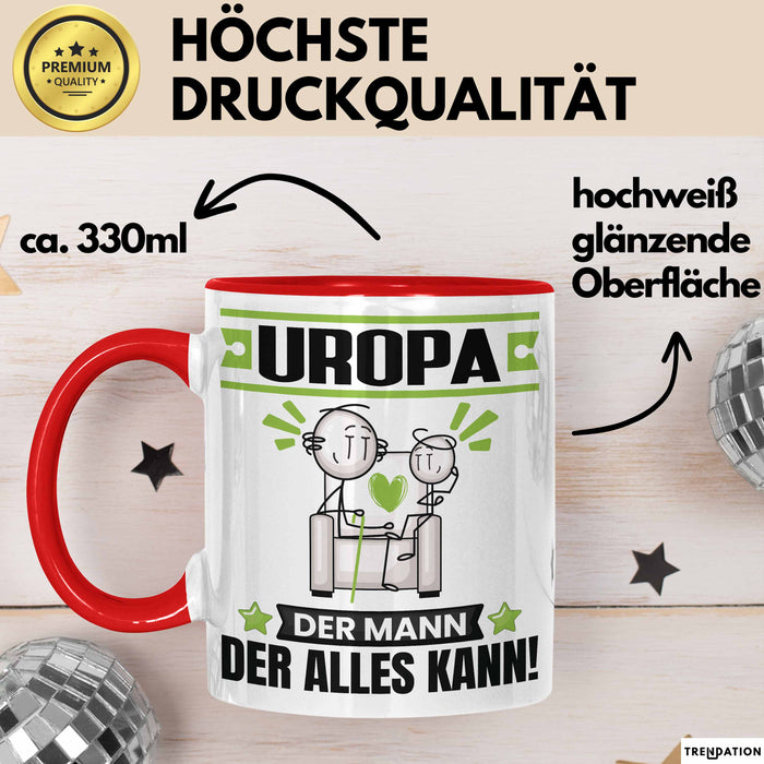 Uropa Tasse Geschenk für Uropa Der Mann Der Alles Kann Geschenkidee zum Geburtstag Rot Trendation