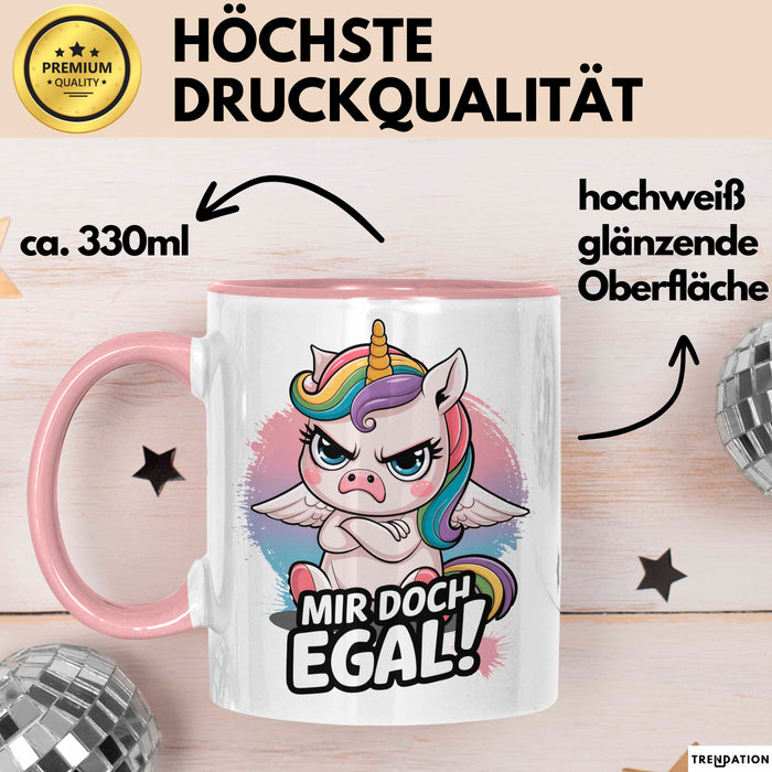 Sarkastisches Einhorn Tasse Geschenk Lustige Geschenkidee Spruch Mir Doch Egal Rosa Trendation