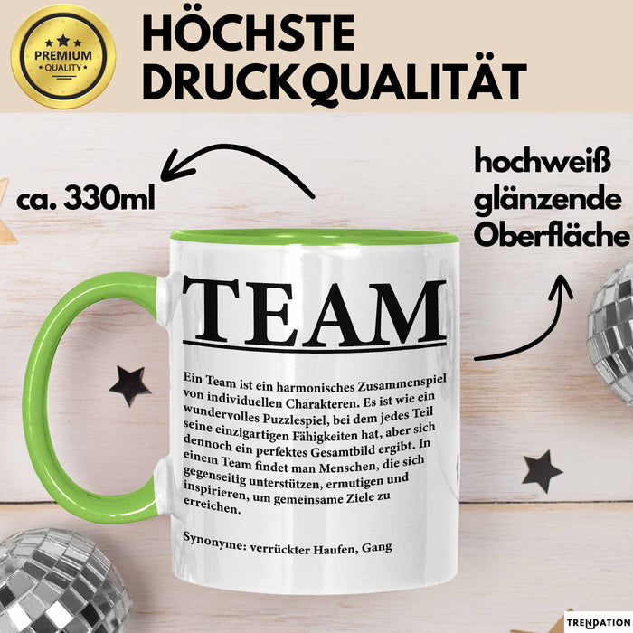 Büroarbeit Kollege Wertschätzung Tasse Geschenk Lustige Geschenkidee Spruch Team Grün Trendation