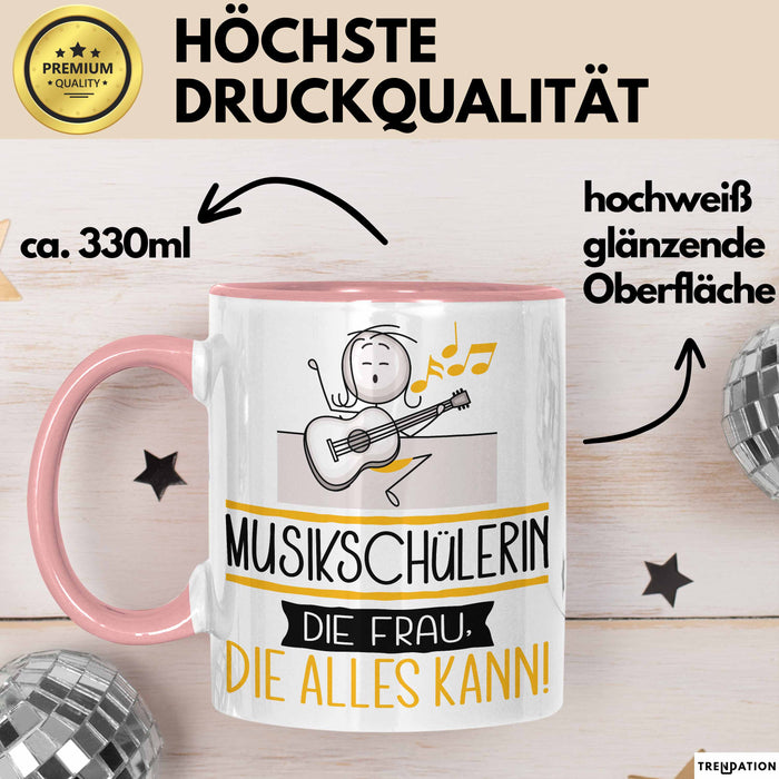 Musikschülerin Geschenk Tasse Becher Die Frau Die Allen Kann Geschenkidee für eine Musikschülerin Lustig Rosa Trendation