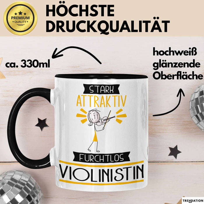 Violinistin Tasse Geschenk Becher Stark Attraktiv Furchtlos Violinistin Lustige Geschenkidee Trendation