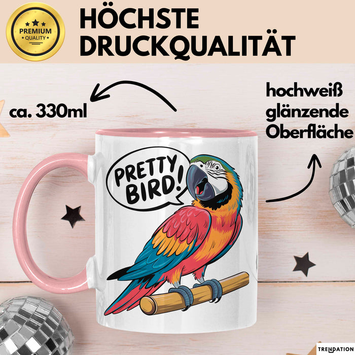 Papageienliebhaber Tasse Geschenkidee Vogelschwätzer Geschenkidee Lustig Rosa Trendation