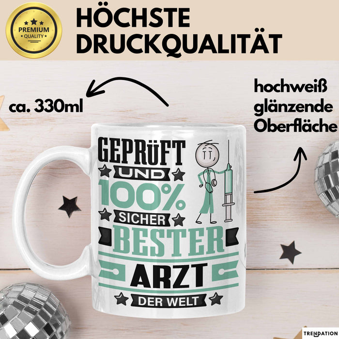 Arzt Geschenk Lustiger Spruch für Arzt Geschenkidee Bester Arzt Der Welt Weiß Trendation