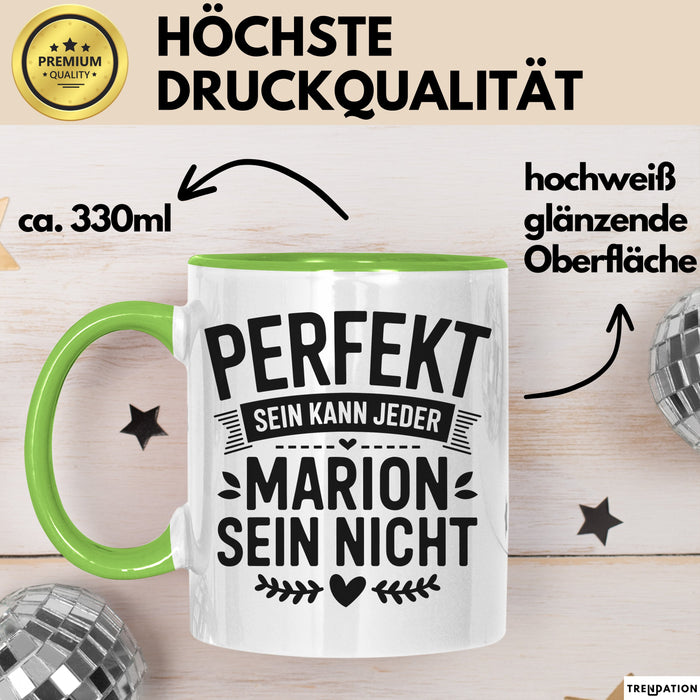 Marion Tasse Geschenk Perfekt Sein Kann Jeder Geschenkidee Geburtstag Grün Trendation