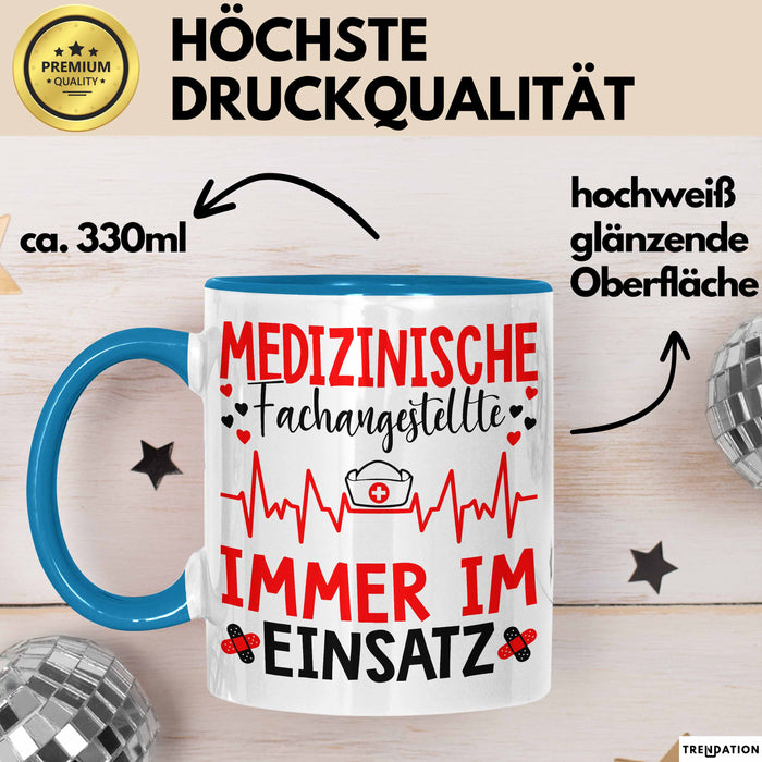 Medizinischer Assistent Arzt Tasse Geschenk Lustige Geschenkidee Spruch Medizinische Fachangestellte Immer Im Einsatz Blau Trendation