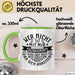 Lustiger Spruch Tasse Wer Nicht Mit Mir Auskommt Muss Eben Noch EIn Bisschen An Sich Arbeiten Kaffee-Becher Humor Grün Trendation