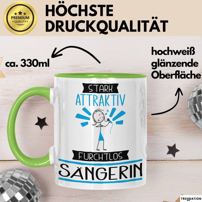 Sängerin Tasse Geschenk Becher Stark Attraktiv Furchtlos Sängerin Lustige Geschenkidee Grün Trendation