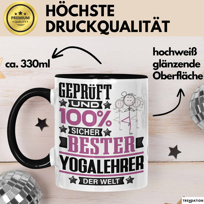 Yogalehrer Geschenk Lustiger Spruch für Yogalehrer Geschenkidee Bester Yogalehrer Der Welt Schwarz Trendation