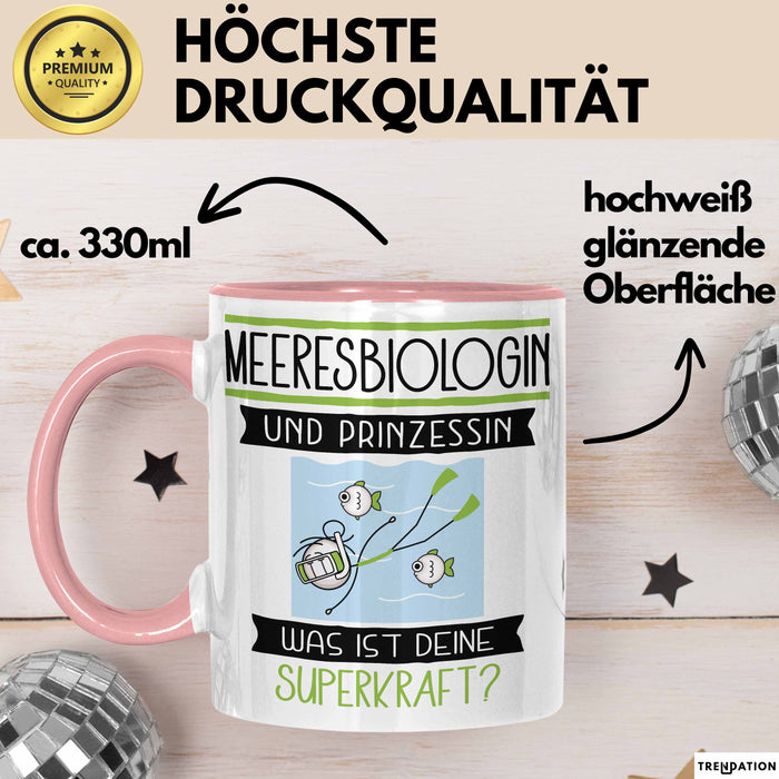 Meeresbiologin Und Prinzessin Tasse Geschenk Für Eine Meeresbiologin Geburtstag Was Ist Deine Superkraft Rosa Trendation