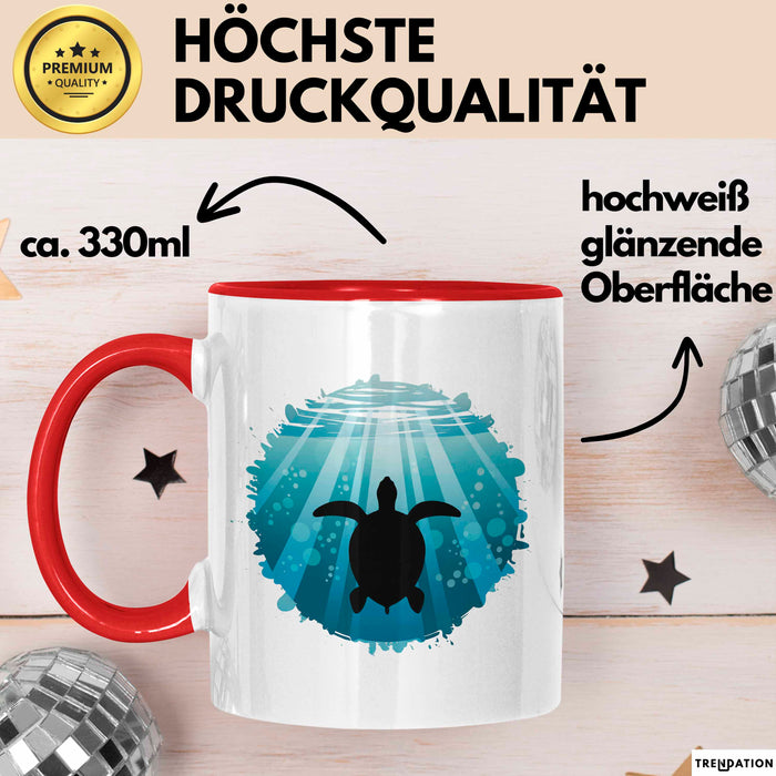 Schildkröte Tierliebhaber Tasse Geschenk Lustige Geschenkidee Spruch Rot Trendation