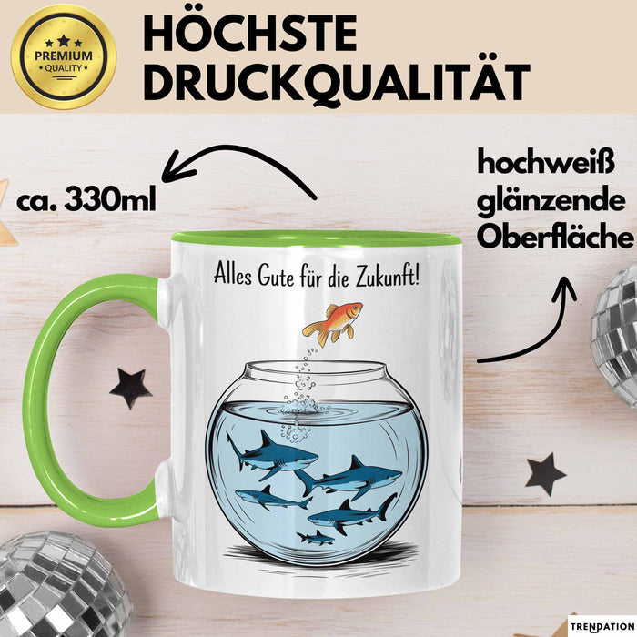Büroarbeit Kollege Abschied Tasse Geschenk Lustige Geschenkidee Spruch Alles Gute Für Die Zukunft Grün Trendation