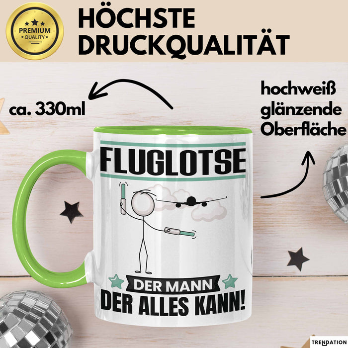 Fluglotse Tasse Geschenk für Fluglotse Der Mann Der Alles Kann Geschenkidee zum Geburtstag Grün Trendation