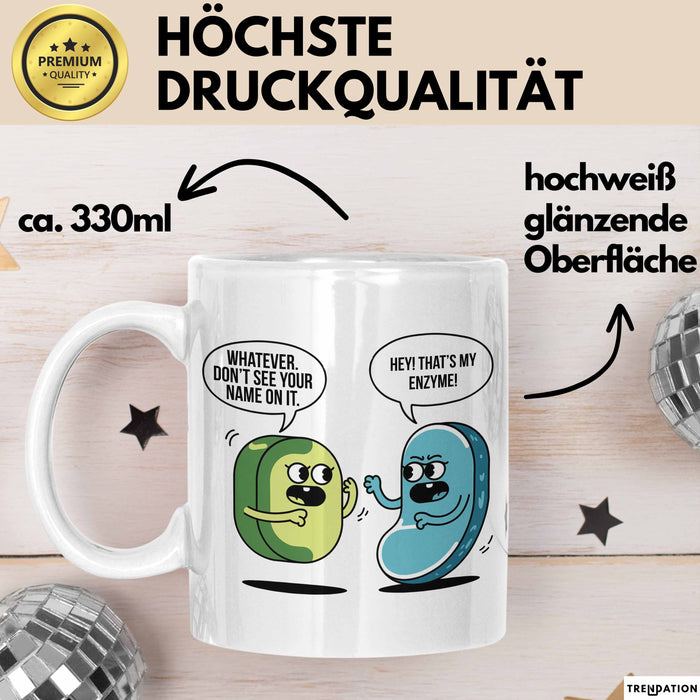 Biologielehrer Unterricht Tasse Geschenk Lustige Geschenkidee Spruch Hey Das Ist Mein Enzym Weiß Trendation