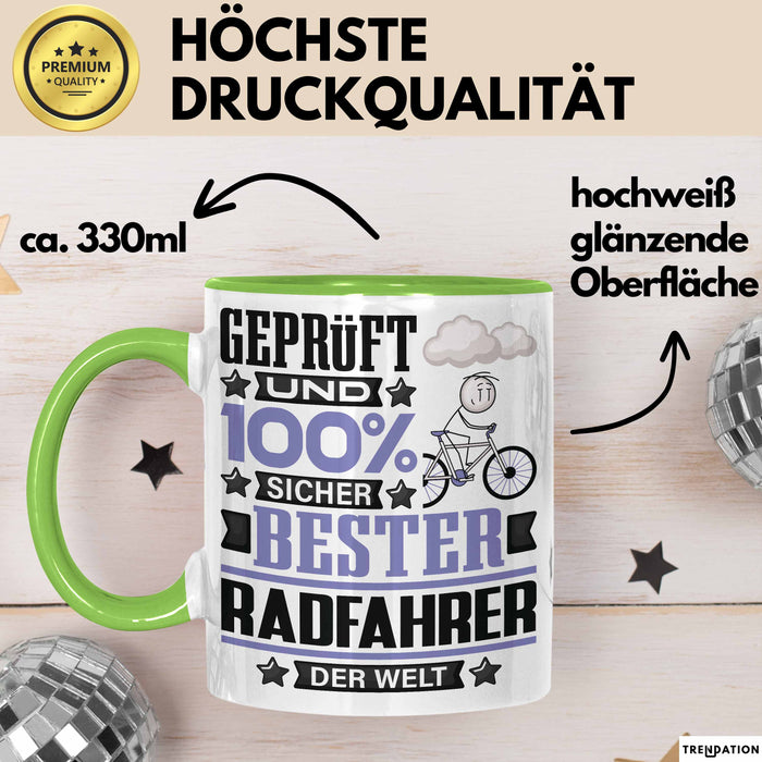 Radfahrer Geschenk Lustiger Spruch für Radfahrer Geschenkidee Bester Radfahrer Der Welt Grün Trendation