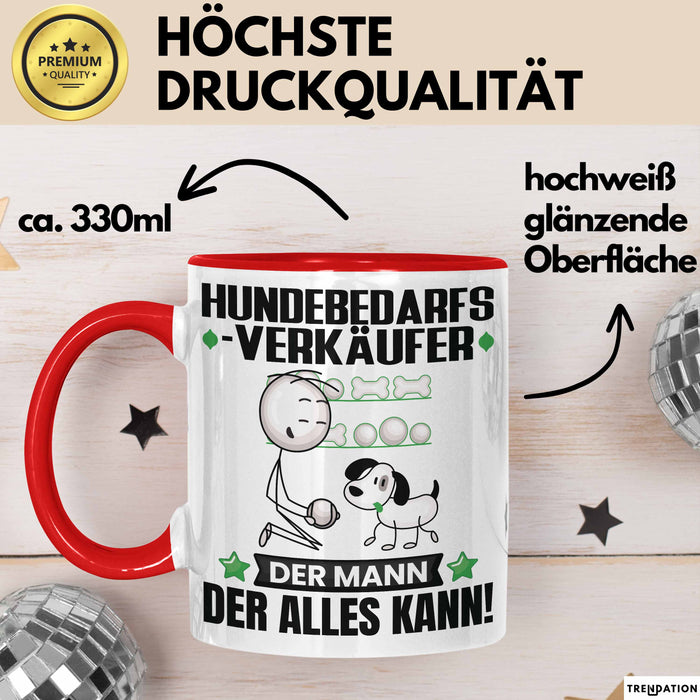 Hundebedarfsverkäufer Tasse Geschenk für Hundebedarfsverkäufer Der Mann Der Alles Kann Geschenkidee zum Geburtstag Rot Trendation