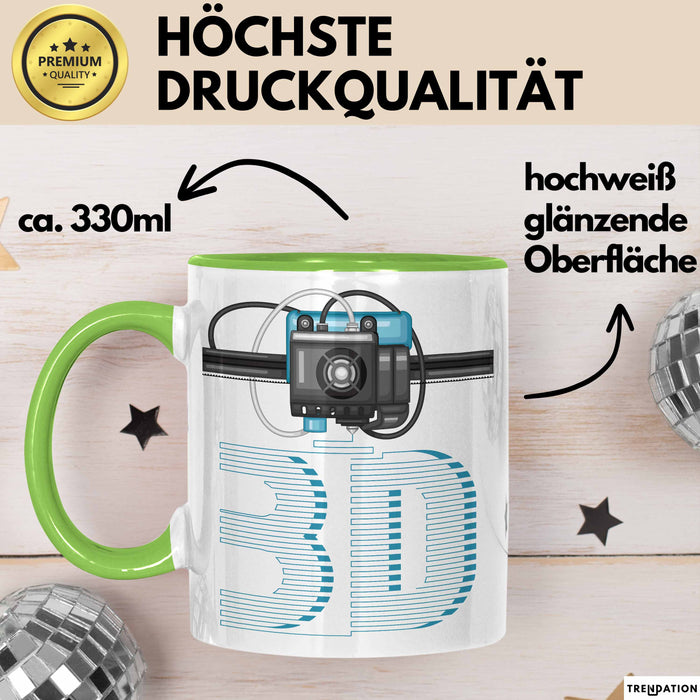 3D Drucker Tasse mit Grafik lustige Geschenkidee für Technikliebhaber Grün Trendation