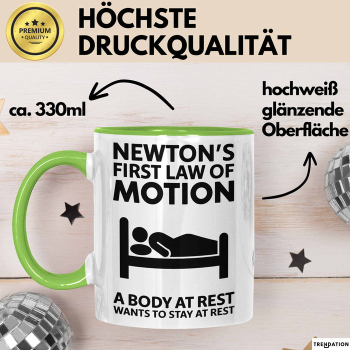Physiker Tasse Geschenk Newtons Erstes Bewegungsgesetz Grün Trendation