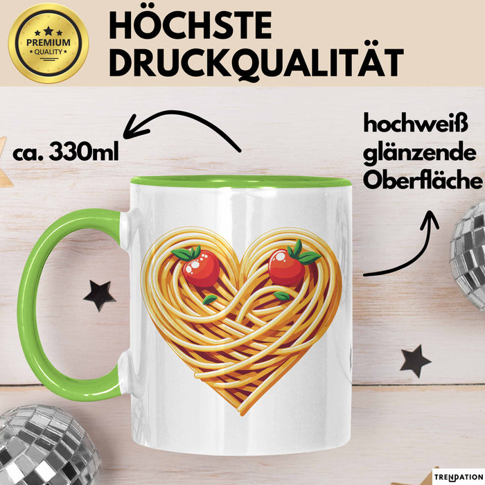 Spaghetti Tasse Für Frauen Und Männer Spaghetti-Liebhaber Herz Grün Trendation