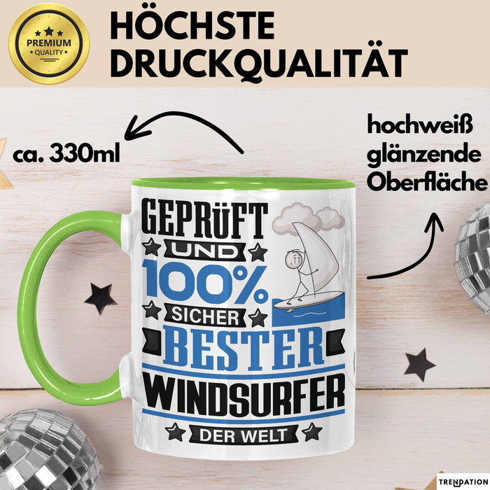 Windsurfer Geschenk Lustiger Spruch für Windsurfer Geschenkidee Bester Windsurfer Der Welt Grün Trendation