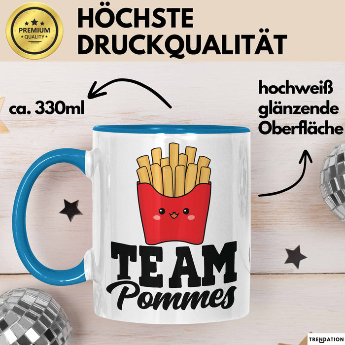 French Fries Tasse Pommes Frites Team Fritten Fans Blau Trendation