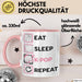 KPop Tasse Geschenk Eat Sleep KPop Repeat Spruch Geschenkidee Rosa Trendation