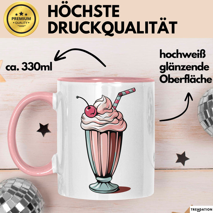 Milchshake Fan Tasse Geschenkidee Dessertgetränk Liebhaber Rosa Trendation