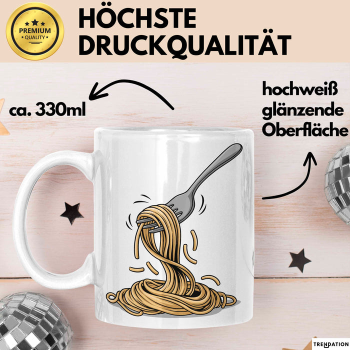 Spaghetti Fan Tasse Geschenkidee für Pasta Liebhaber Weiß Trendation