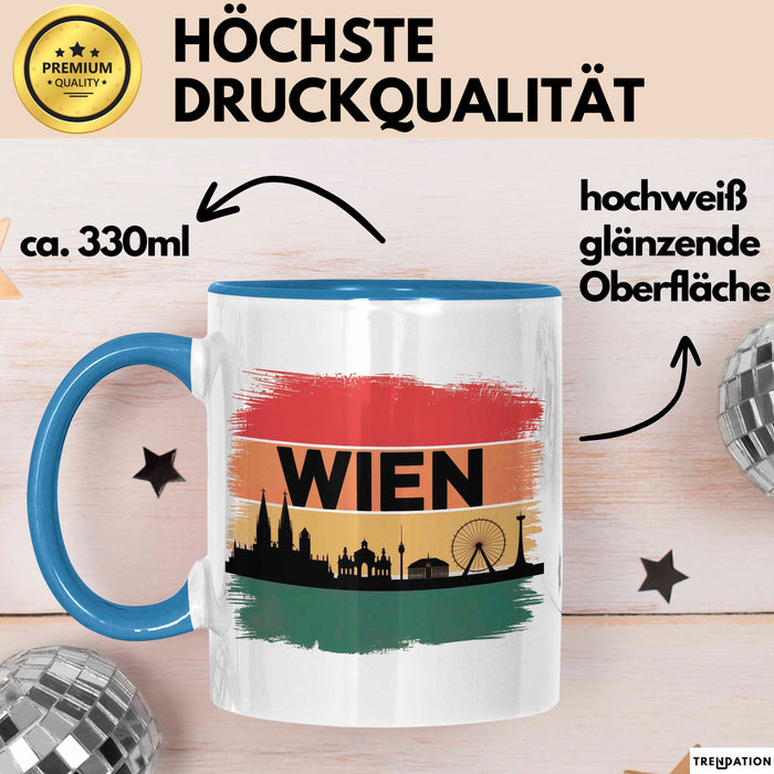 Österreich Wien Wienerisch Tasse Geschenk Lustige Geschenkidee Spruch Blau Trendation