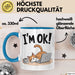 Katzen Tasse Geschenk Im Ok Lustige Geschenkidee Stress Burnout Blau Trendation