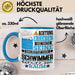 Schwimmer Geschenk Tasse Lustiger Spruch Erheben Sie Sich Der Schwimmer Betritt den Raum Blau Trendation