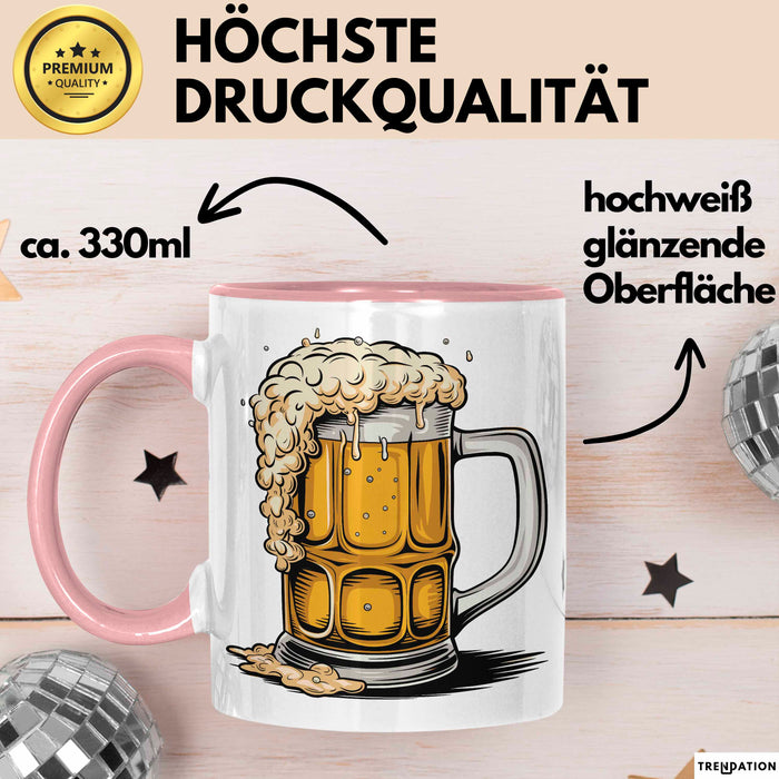Bier Liebhaber Tasse Geschenkidee für Craft Bier Fan Rosa Trendation