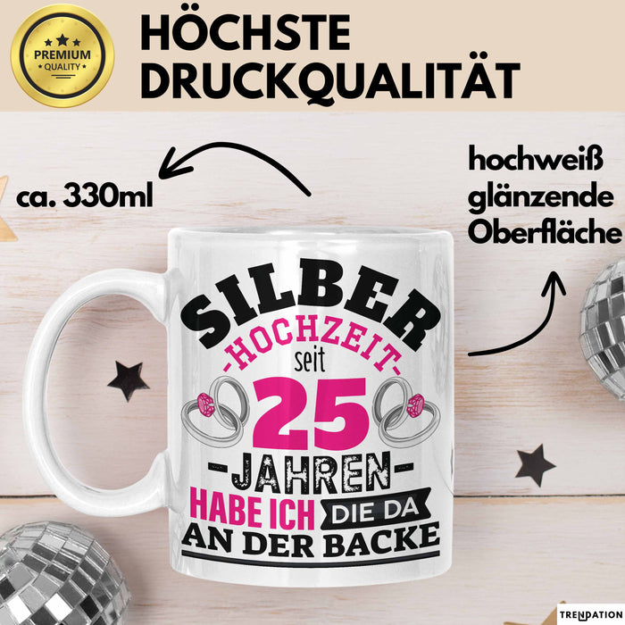 Silberhochzeit Tasse Geschenk Seit 25 Jahren Lustiger Spruch Humorvoll Weiß Trendation