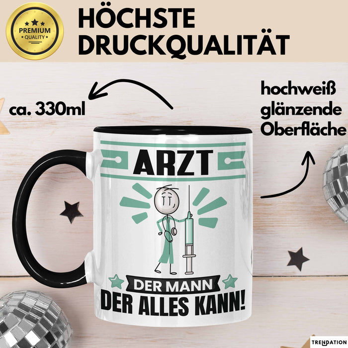 Arzt Tasse Geschenk für Arzt Der Mann Der Alles Kann Geschenkidee zum Geburtstag Schwarz Trendation