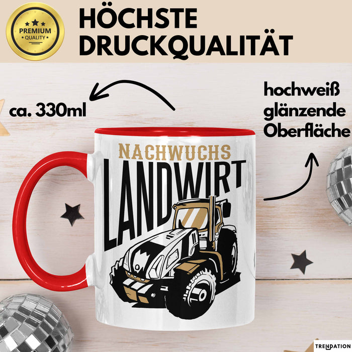 Angehender Landwirt Geschenk Tasse Jungs Bauern Jungen Geschenkidee Kakao-Becher Rot Trendation