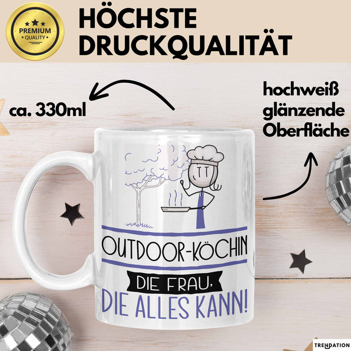 Outdoor-Köchin Geschenk Tasse Becher Die Frau Die Allen Kann Geschenkidee für eine Outdoor-Köchin Lustig Weiß Trendation