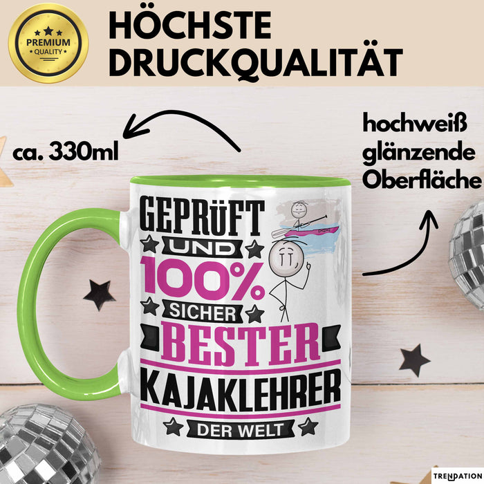 Kajaklehrer Geschenk Lustiger Spruch für Kajaklehrer Geschenkidee Bester Kajaklehrer Der Welt Grün Trendation