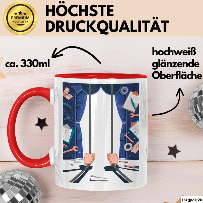 Bühnenarbeiter Tasse Geschenk Lustige Geschenkidee Spruch Für Backstage Crew Rot Trendation