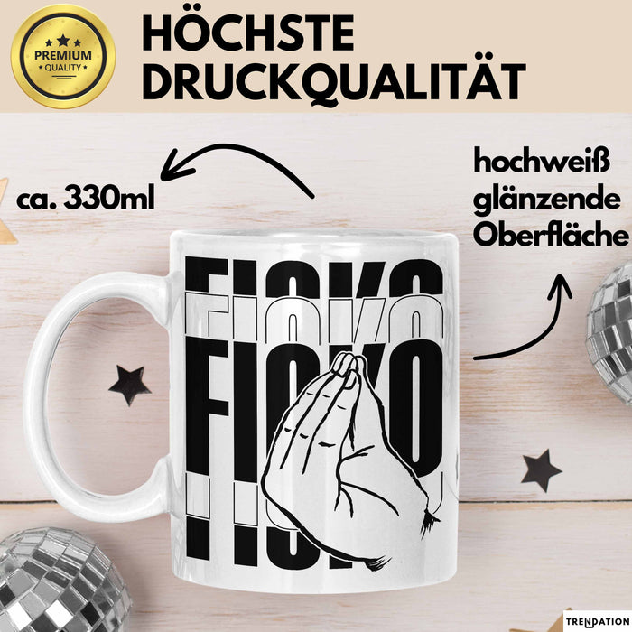 Italiener Geschenk Tasse Ficko Italienische Handbewegeung Kaffee-Becher Weiß Trendation