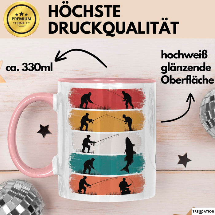 Angelliebhaber Fischer Retro Tasse Geschenk Lustige Geschenkidee Spruch Rosa Trendation