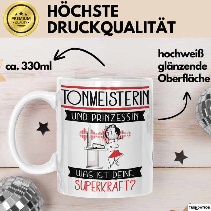 Tonmeisterin Und Prinzessin Tasse Geschenk Für Eine Tonmeisterin Geburtstag Was Ist Deine Superkraft Weiß Trendation