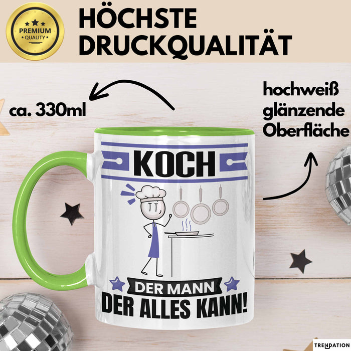 Koch Tasse Geschenk für Koch Der Mann Der Alles Kann Geschenkidee zum Geburtstag Grün Trendation