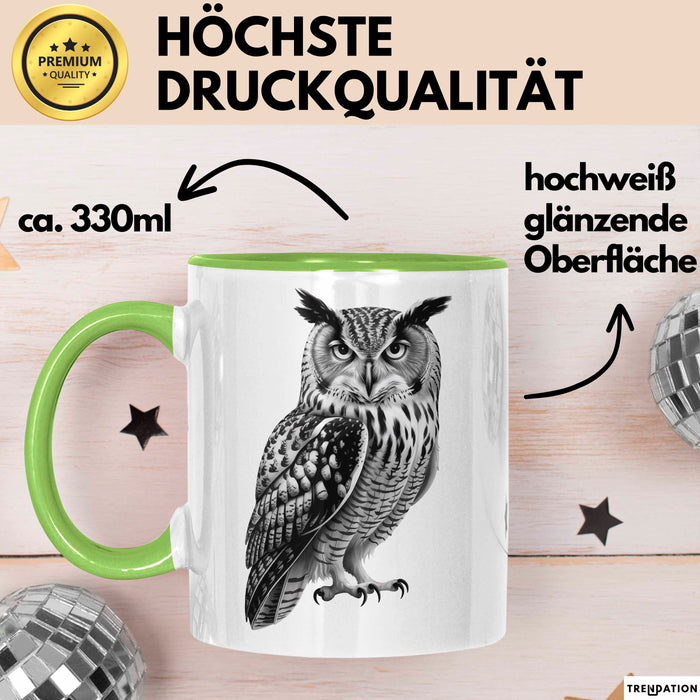 Eule Tierliebhaber Tasse Geschenk Lustige Geschenkidee Spruch Grün Trendation